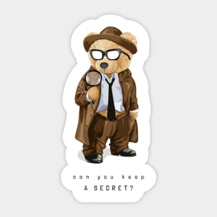 Cute detective bear design Sticker